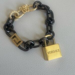 Versace Black and Gold Medusa Padlock Bracelet